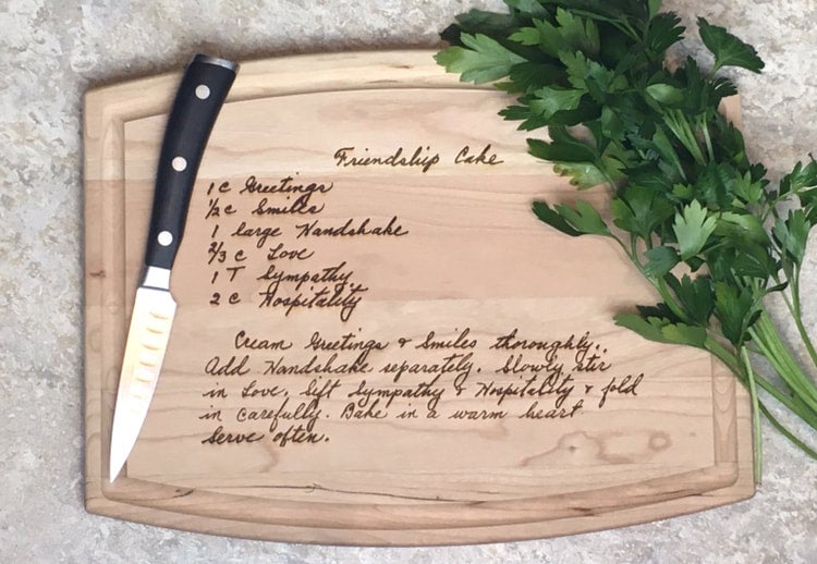 Handwritten Recipe Cutting Board in Alexandria MN - Broadway Floral